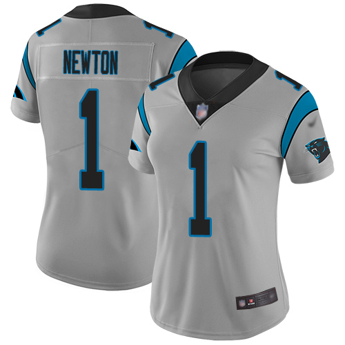 Carolina Panthers Limited Silver Women Cam Newton Jersey NFL Football #1 Inverted Legend